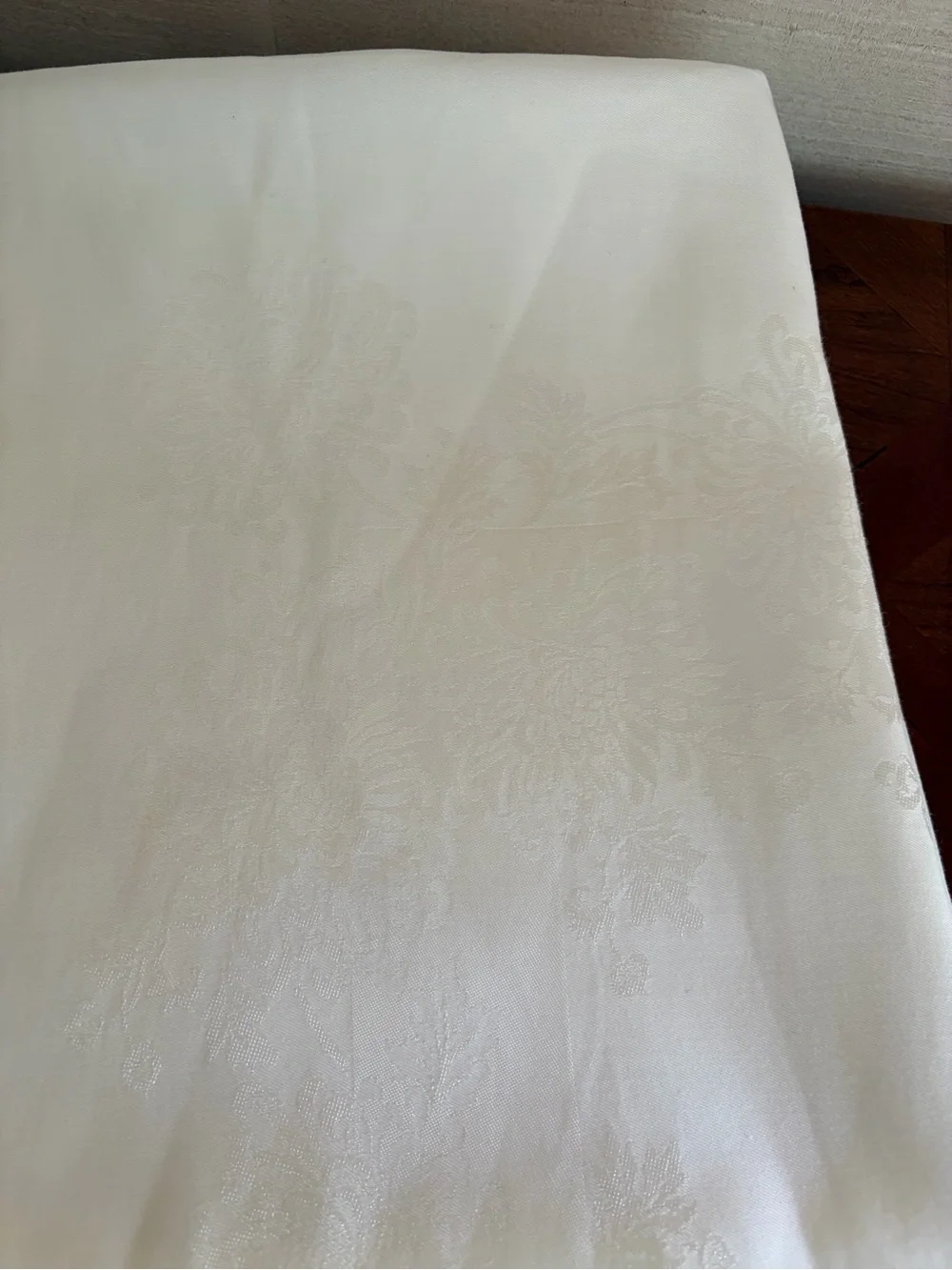 Elegant Rectangle White Damask Tablecloth, approx. 60